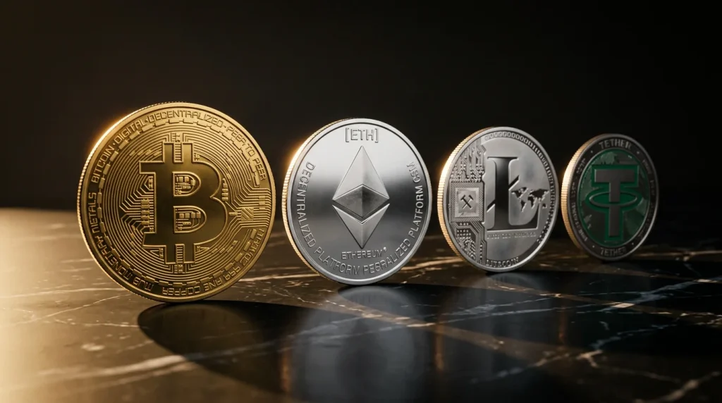 Kryptovalutaer til væddemål — Bitcoin, Ethereum, USDT og altcoins
